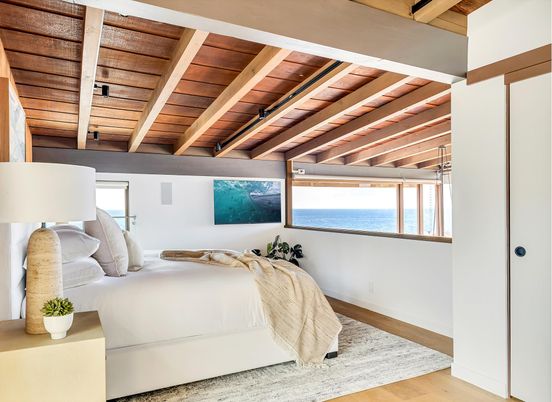Bedroom, Interior, Water, Wooden Beams, Wooden Ceilings, Wood Texture Flooring