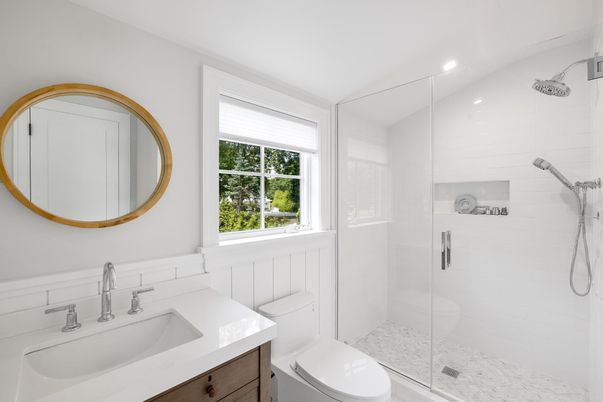 Bathroom, Glass Shower, Interior, Recessed Lighting