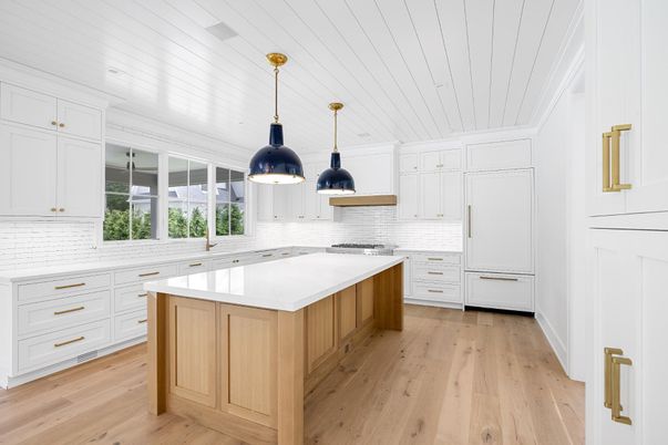 Interior, Kitchen, Pendant Lights, Wood Texture Flooring