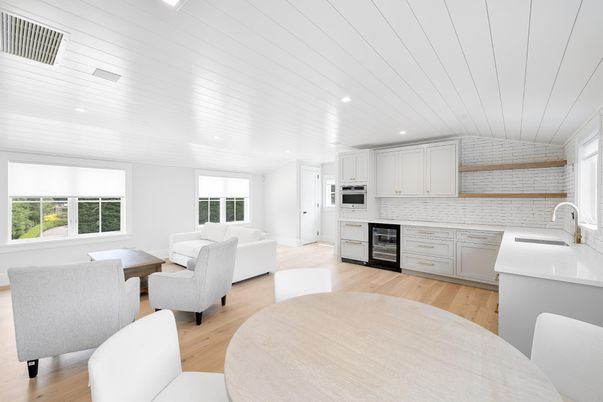 Interior, Kitchen, Living room, Recessed Lighting, Stainless Steel Appliances, Wood Texture Flooring