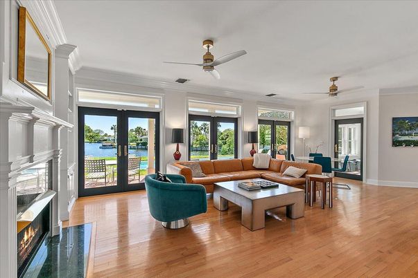 Fireplace, Interior, Living room, Water, Wood Texture Flooring