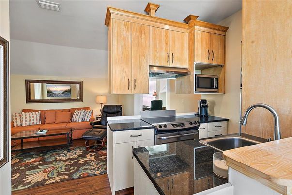 Interior, Kitchen, Living room, Stainless Steel Appliances, Wood Texture Flooring
