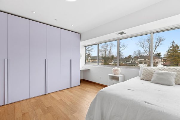 Bedroom, Interior, Recessed Lighting, Water, Wood Texture Flooring