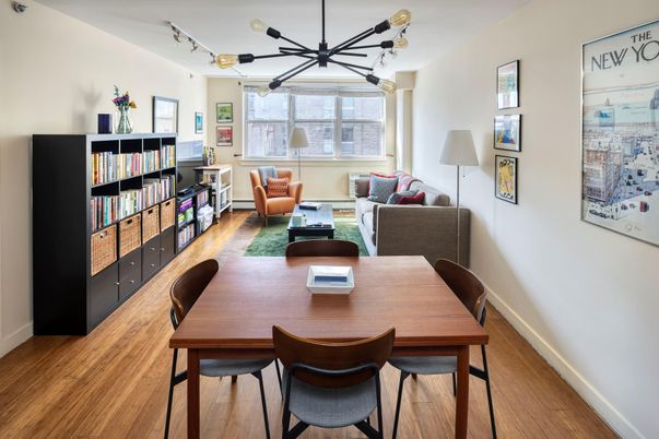 Dining room, Interior, Living room, Pendant Lights, Wood Texture Flooring