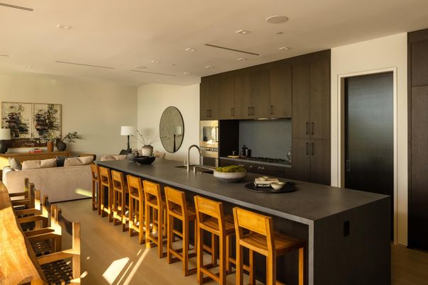 Interior, Kitchen, Living room, Recessed Lighting, Wood Texture Flooring