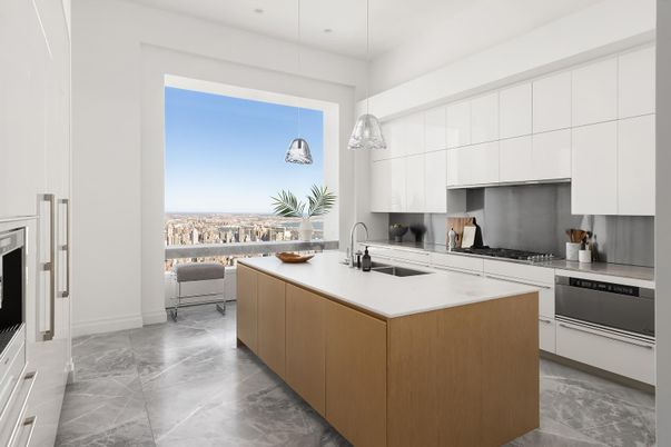 Interior, Kitchen, Marble, Pendant Lights, Stainless Steel Appliances