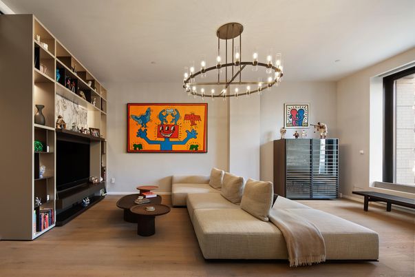Interior, Living room, Pendant Lights, Wood Texture Flooring