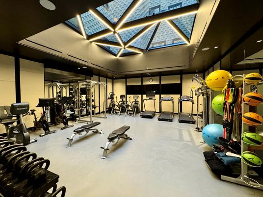 Fitness Equipment, Glass Ceilings, Gym, Interior, Recessed Lighting