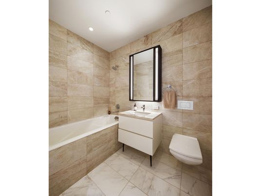 Bathroom, Interior, Marble, Recessed Lighting
