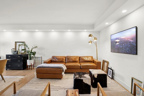 Interior, Living room, Recessed Lighting, Wood Texture Flooring