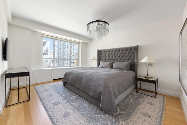 Bedroom, Chandelier, Interior, Wood Texture Flooring