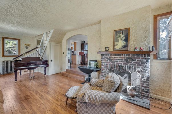 Fireplace, Interior, Piano, Wood Texture Flooring