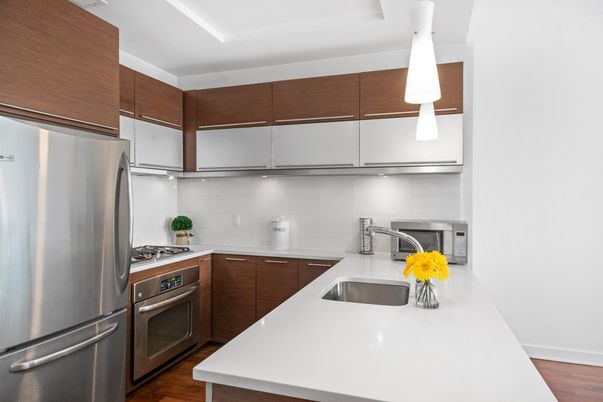 Interior, Kitchen, Pendant Lights, Stainless Steel Appliances, Wood Texture Flooring