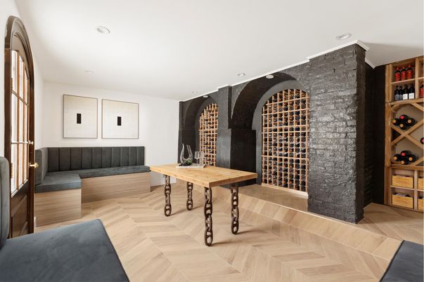 Interior, Recessed Lighting, Wine Storage, Wood Texture Flooring