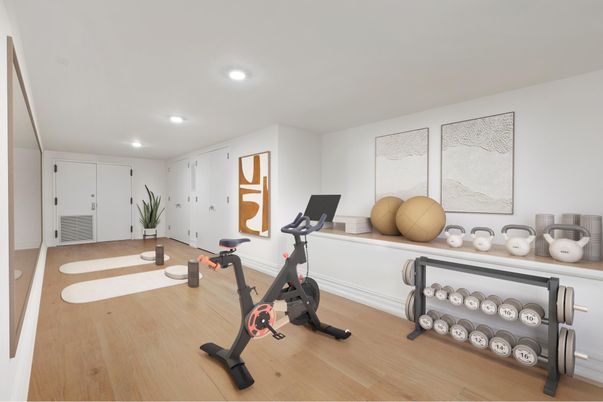 Fitness Equipment, Interior, Recessed Lighting, Wood Texture Flooring