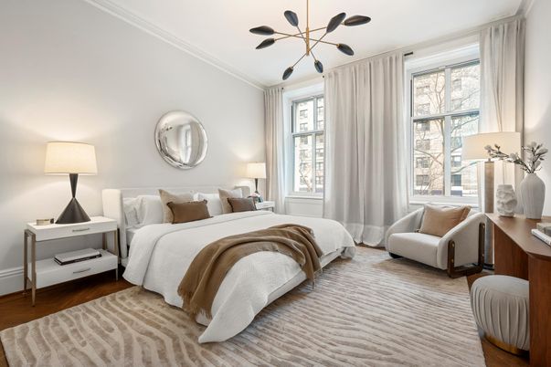 Bedroom, Interior, Pendant Lights, Wood Texture Flooring