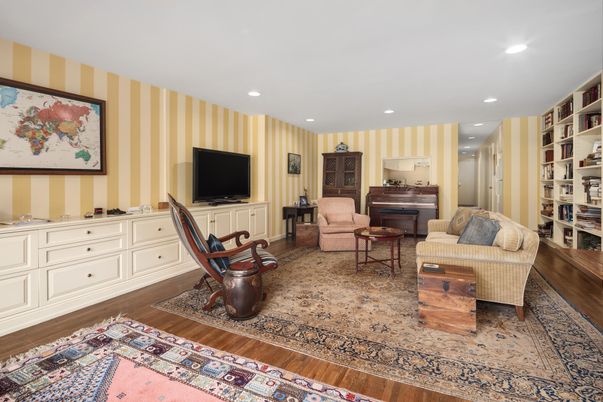 Interior, Living room, Piano, Recessed Lighting, Wood Texture Flooring