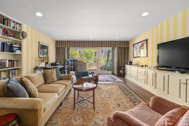 Home Office, Interior, Living room, Recessed Lighting, Wood Texture Flooring