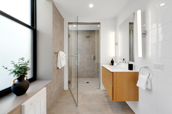 Bathroom, Dual Sink Vanities, Glass Shower, Interior, Recessed Lighting