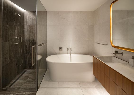 Bathroom, Free Standing Baths, Glass Shower, Interior