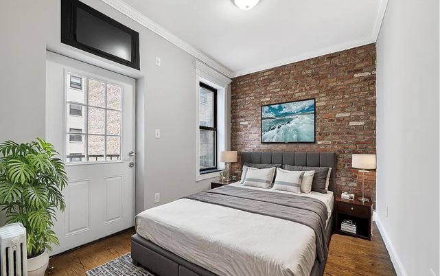 Bedroom, Interior, Stone Walls, Wood Texture Flooring