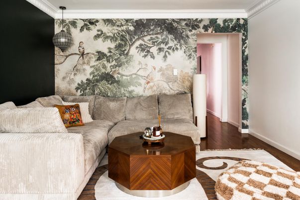 Interior, Living room, Pendant Lights, Wood Texture Flooring