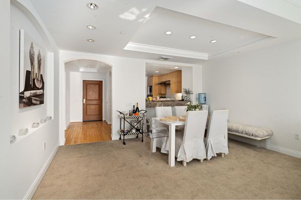 Dining room, Interior, Kitchen, Recessed Lighting, Wood Texture Flooring