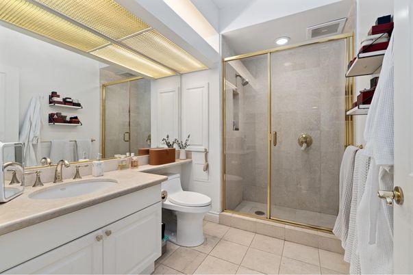 Bathroom, Glass Shower, Interior, Recessed Lighting