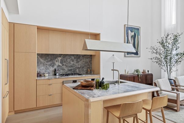 Interior, Kitchen, Pendant Lights, Wood Texture Flooring
