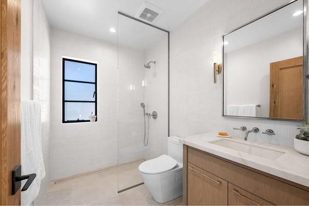 Bathroom, Glass Shower, Interior, Recessed Lighting