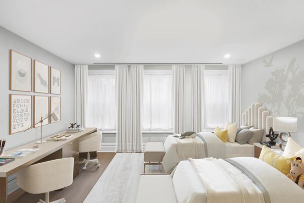 Bedroom, Home Office, Interior, Recessed Lighting, Wood Texture Flooring