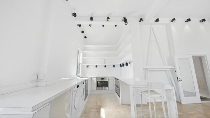 Interior, Kitchen, Stainless Steel Appliances, Wood Texture Flooring