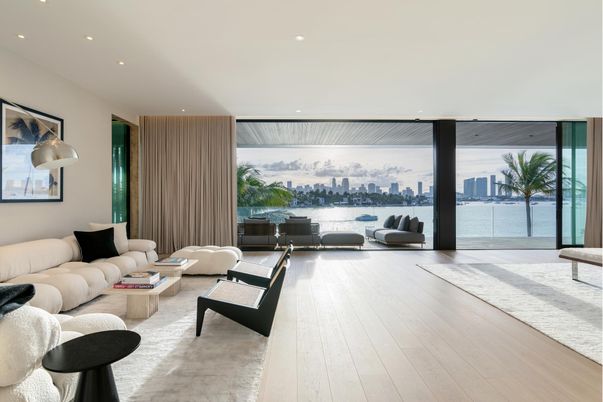 Interior, Living room, Recessed Lighting, Water, Wood Texture Flooring