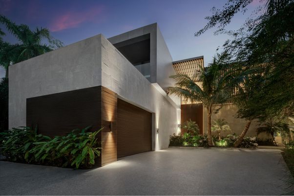 Attached, Exterior, Facade, Modern
