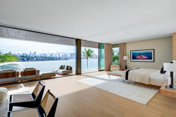 Bedroom, Interior, Recessed Lighting, Water, Wood Texture Flooring