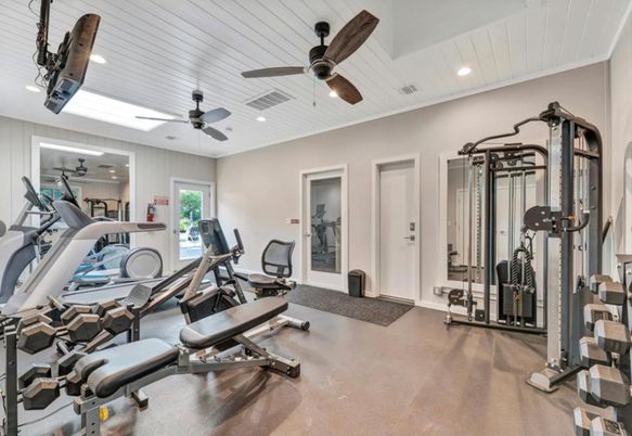 Fitness Equipment, Gym, Interior, Recessed Lighting