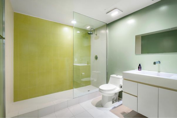 Bathroom, Glass Shower, Interior, Recessed Lighting
