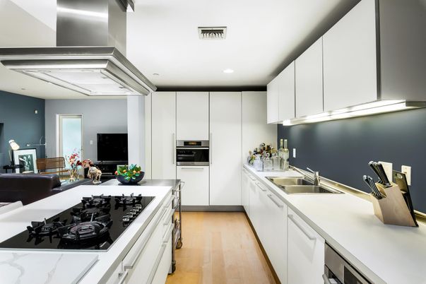 Interior, Kitchen, Recessed Lighting, Wood Texture Flooring