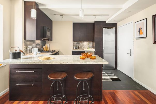 Interior, Kitchen, Pendant Lights, Wood Texture Flooring