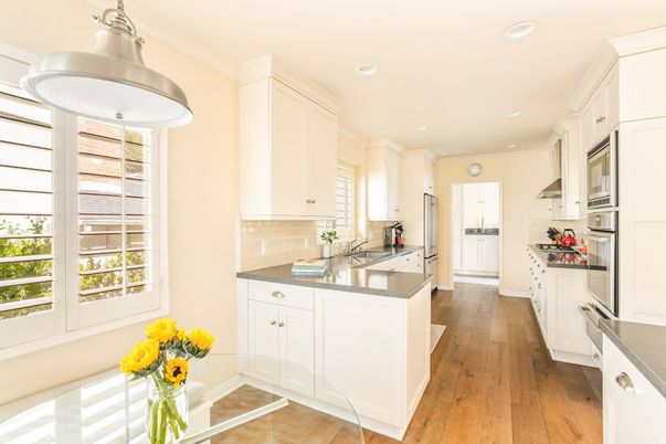Interior, Kitchen, Recessed Lighting, Wood Texture Flooring