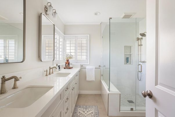 Bathroom, Dual Sink Vanities, Glass Shower, Interior