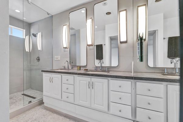 Bathroom, Dual Sink Vanities, Glass Shower, Interior, Recessed Lighting