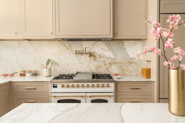 Interior, Kitchen, Marble Walls, Stainless Steel Appliances