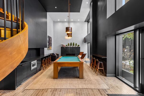 Billiard Table, Game Room, Interior, Pendant Lights, Recessed Lighting