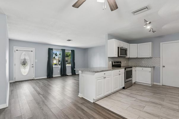 Interior, Kitchen, Wood Texture Flooring