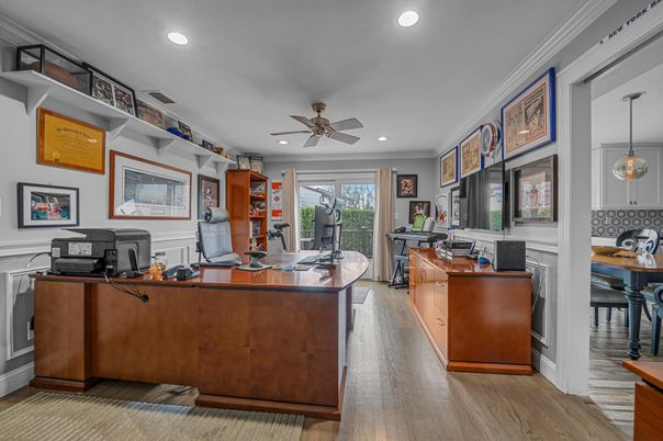 Interior, Kitchen, Pendant Lights, Recessed Lighting, Wood Texture Flooring