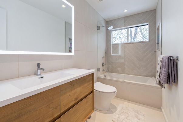 Bathroom, Glass Shower, Interior, Recessed Lighting