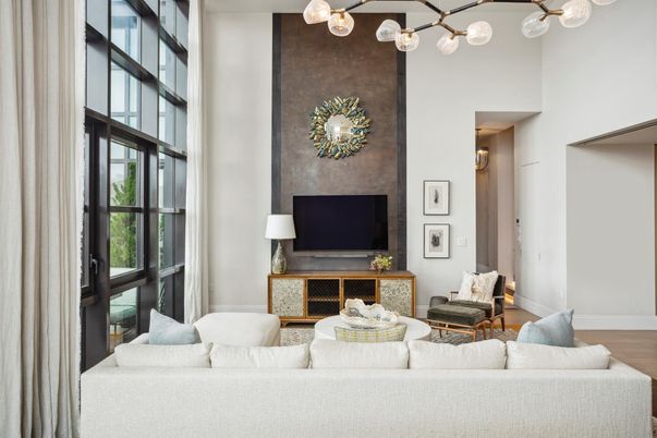 Interior, Living room, Pendant Lights, Wood Texture Flooring