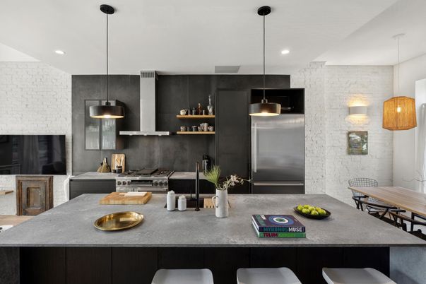 Interior, Kitchen, Pendant Lights, Recessed Lighting, Stainless Steel Appliances
