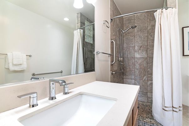 Bathroom, Glass Shower, Interior, Recessed Lighting